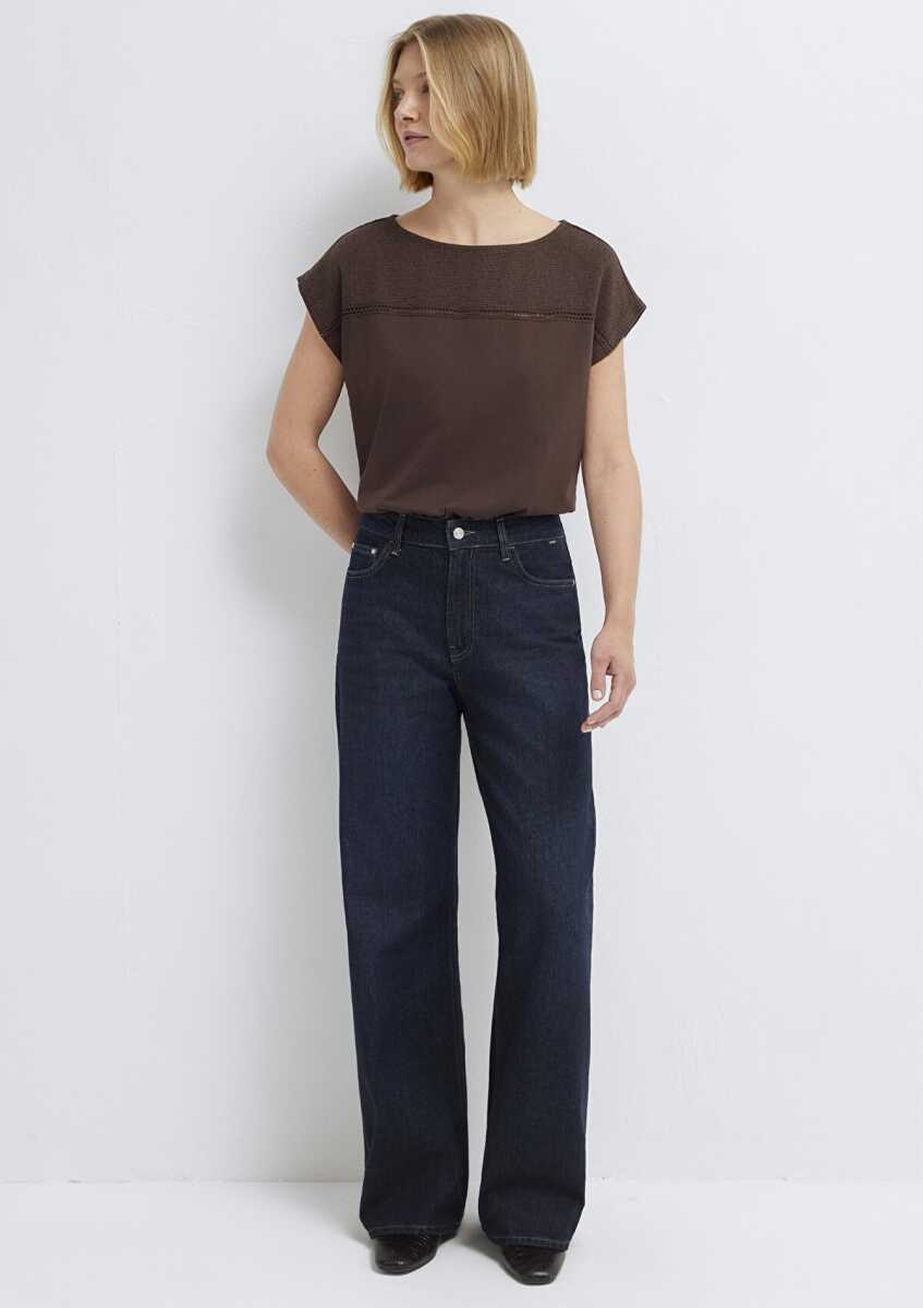 Mavi Dokulu Kahverengi Regular Fit Kadın Tişört 1613969-70236