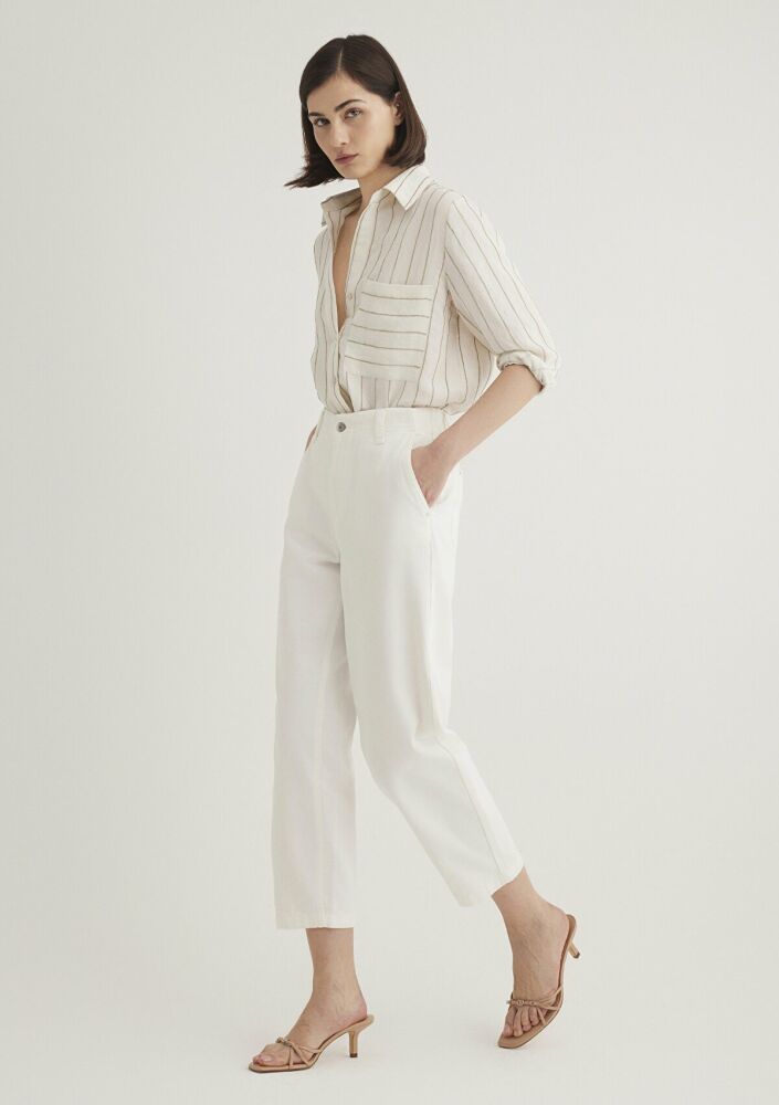 Mavi Dokuma Kırık Beyaz Kadın Pantolon 1010649-70057