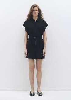 Mavi Dokuma Siyah Kadın Tulum Şort 1010988-900 - Mavi (1)