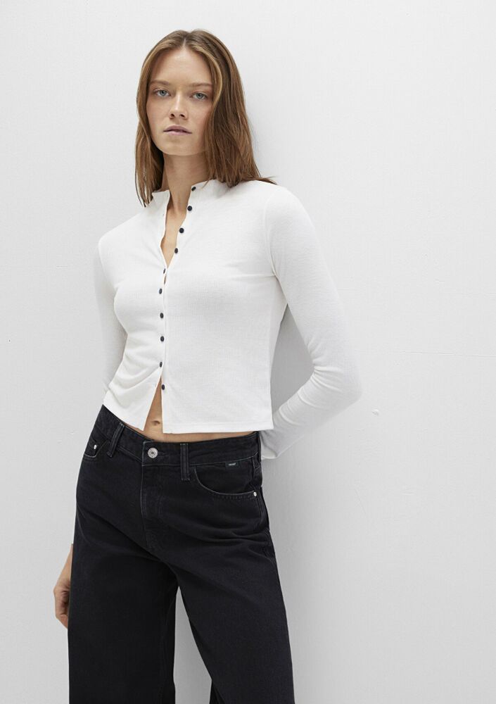 Mavi Düğme Detaylı Ekru Sweat 1613695-70057
