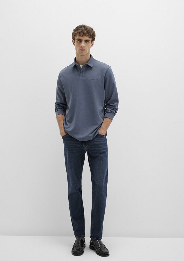 Mavi Düğmeli Polo Yaka Erkek Sweat0613043-80776 (1)