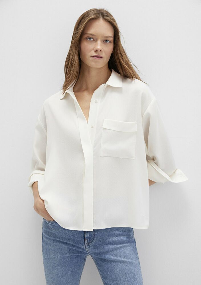 Mavi Ekru Oversize Kadın Gömlek 1211354-80194