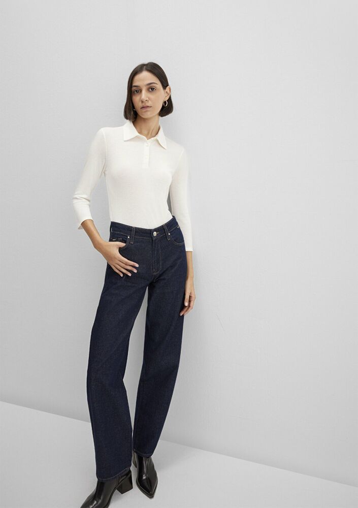 Mavi Ekru Polo Yaka Kadın Sweat 1613647-80194 - 1