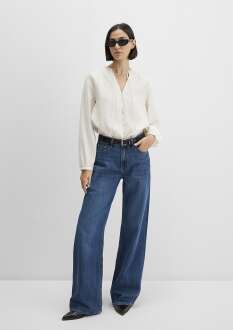 Mavi Ekru Tencel TM Karışımlı Loose Fit Kadın Gömlek 1211421-80194 - Mavi (1)