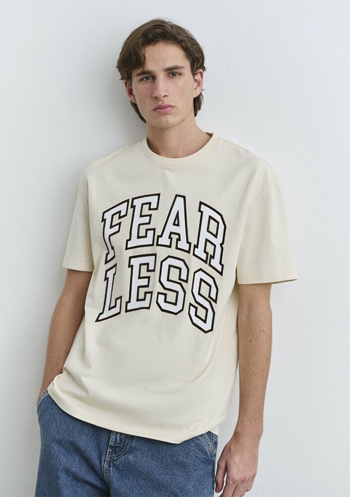 Mavi Fearless Baskılı Ekru Erkek Tişört 0612475-70055 - 1
