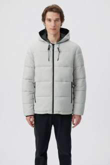 Mavi Fermuarlı Açık Gri Erkek Ceket 0110266-34322 - Mavi (1)