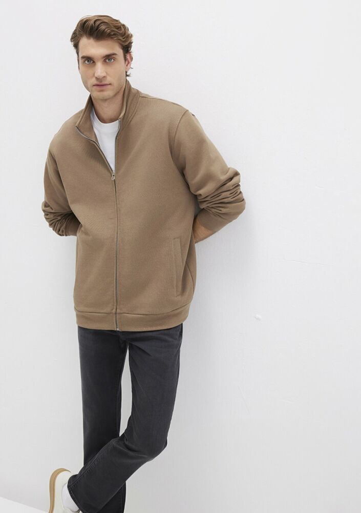 Mavi Fermuarlı Kahverengi Erkek Sweat 0S10377-70378 (1)