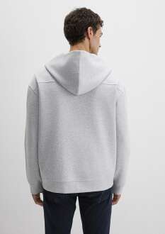 Mavi Fermuarlı Kapüşonlu Gri Erkek Sweat 0S10312-80018 - 4