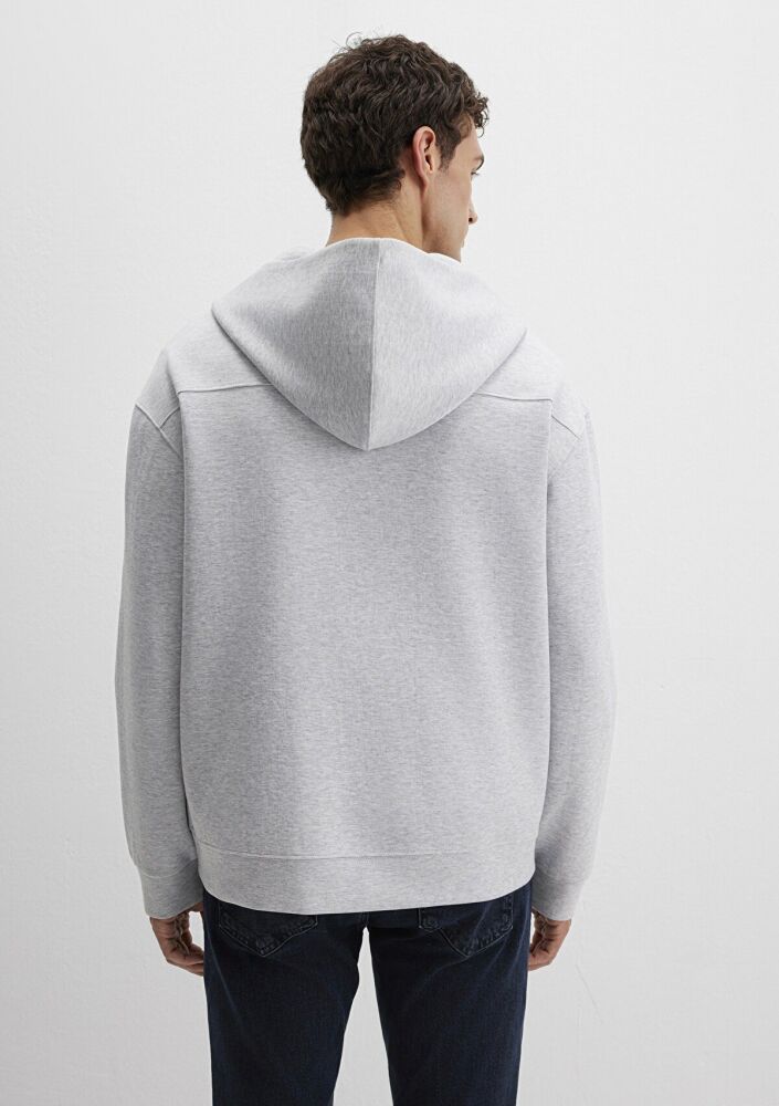 Mavi Fermuarlı Kapüşonlu Gri Erkek Sweat 0S10312-80018 - 4