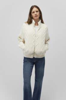 Mavi Fermuarlı Kırık Beyaz Kadın Hırka 1710575-70057 - Mavi (1)