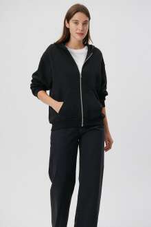 Mavi Fermuarlı Siyah Kadın Sweat 1611775-900 - Mavi (1)