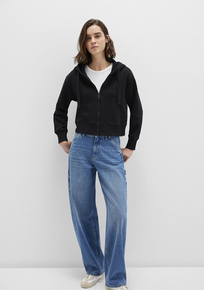Mavi Fermuarlı Siyah Kadın Sweat 1S10388-900 (1)