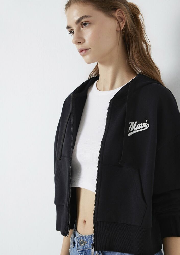 Mavi Fermuarlı Siyah Kadın Sweat 1S10486-900