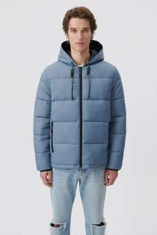 Mavi Fermuarlı Soluk Mavi Erkek Mont 0110266-70731 - Mavi (1)