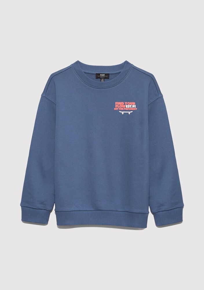 Mavi Fınd Your Flow Baskılı Fermuarlı Çocuk Sweat 6S10128-86702