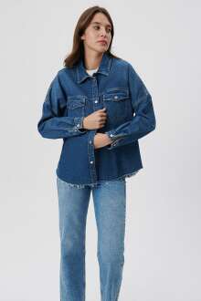 Mavi Fiona Dark Denim Kadın Jean Gömlek 122434-82253 - 1