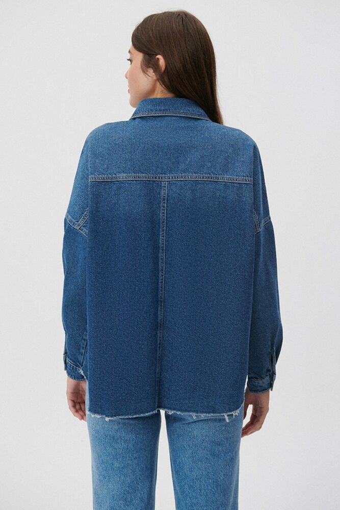 Mavi Fiona Dark Denim Kadın Jean Gömlek 122434-82253 - 3
