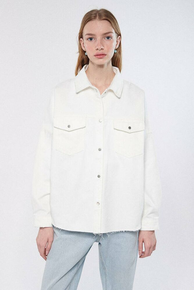 Mavi Fıona White Denim Kadın Gömlek 122434-80553 - 2