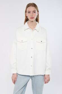 Mavi Fıona White Denim Kadın Gömlek 122434-80553 - Mavi (1)