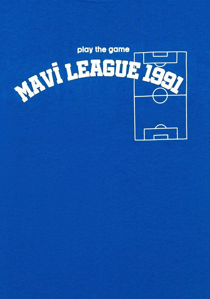 Mavi Game Day Baskılı Koyu Gök Mavi Çocuk Tişört 6610265-82491 - 5