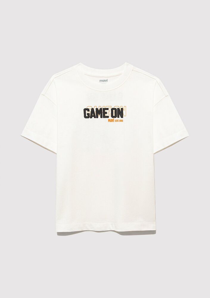 Mavi Game On Baskılı Beyaz Çocuk Tişört 6610354-70057 - 1