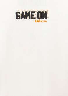 Mavi Game On Baskılı Beyaz Çocuk Tişört 6610354-70057 - 3