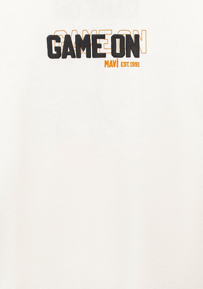 Mavi Game On Baskılı Beyaz Çocuk Tişört 6610354-70057 - 3
