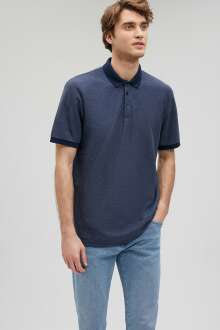 Mavi Gece Lacivert Polo Yaka Erkek Tişört 0611945-70490 - Mavi (1)