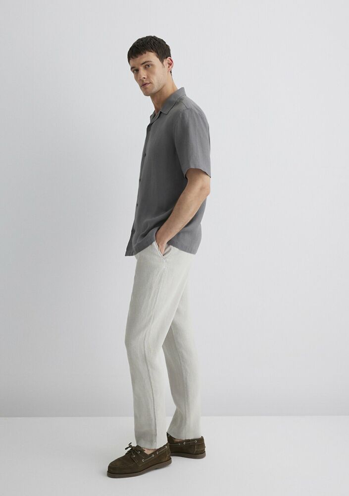 Mavi Gri Erkek Keten Pantolon 0010358-70080 - 3