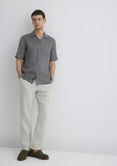 Mavi Gri Erkek Keten Pantolon 0010358-70080 - 4