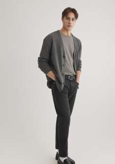 Mavi Gri Melanj Erkek Hırka 0710274-80018 - Mavi (1)