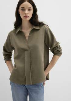 Mavi Haki Tencel Karışımlı Kadın Gömlek 1211423-87538 - Mavi (1)