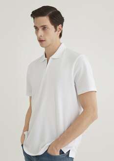 Mavi Half Zıp Polo Yaka Beyaz Erkek Tişört 0612525-620 - 1