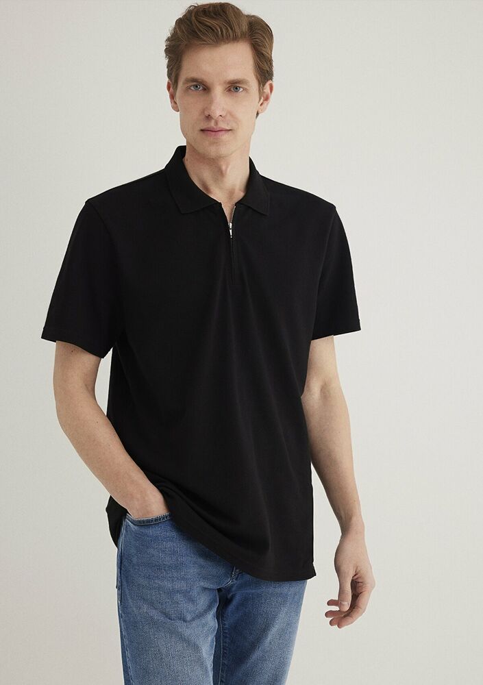Mavi Half Zıp Siyah Polo Yaka Erkek Tişört 0612525-900 - 1