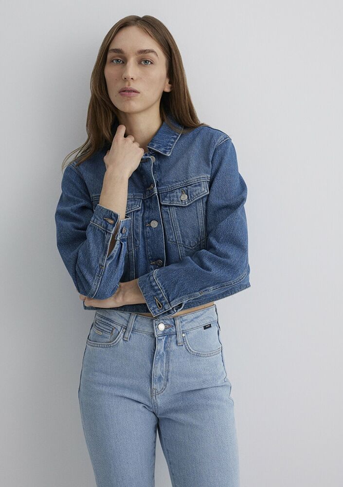 Mavi Harmony Mid Vintage Classic Denim Kadın Jean Ceket 1110639-89575 - 2