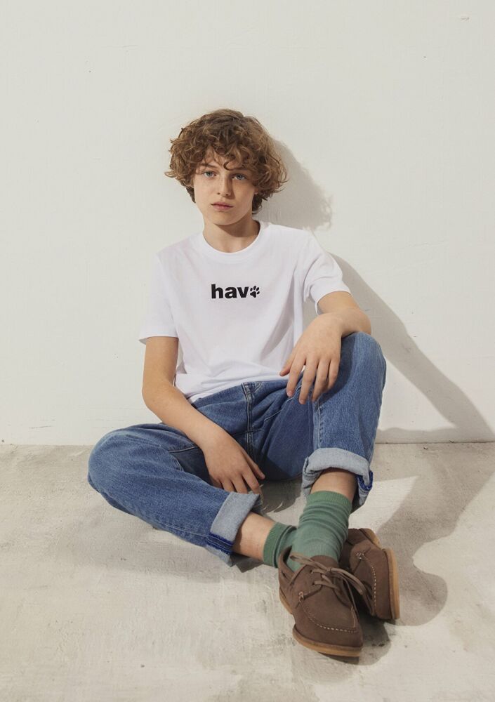 Mavi Hav Baskılı Beyaz Çocuk Tişört 6610350-620