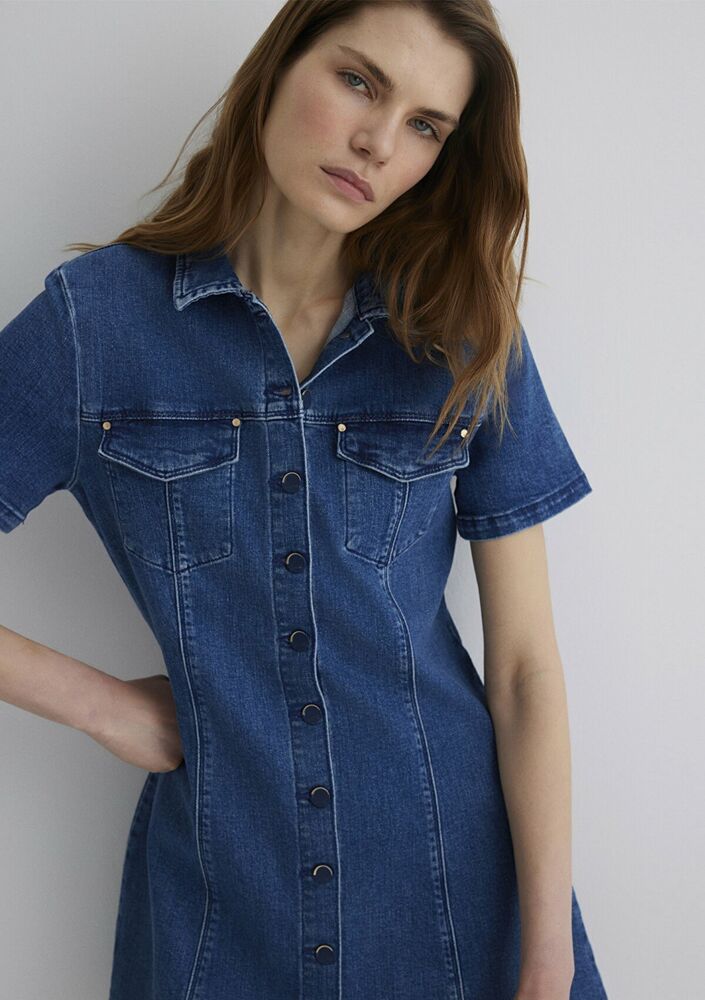 Mavi Helen Dark Blue Gold Premium Kadın Jean Elbise 1310612-89216 - 3