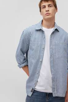 Mavi İndigo Çizgili Erkek Gömlek 0211148-18790 - Mavi (1)