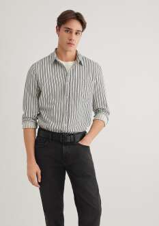 Mavi İndigo Çizgili Erkek Gömlek 0211425-18790 - Mavi (1)