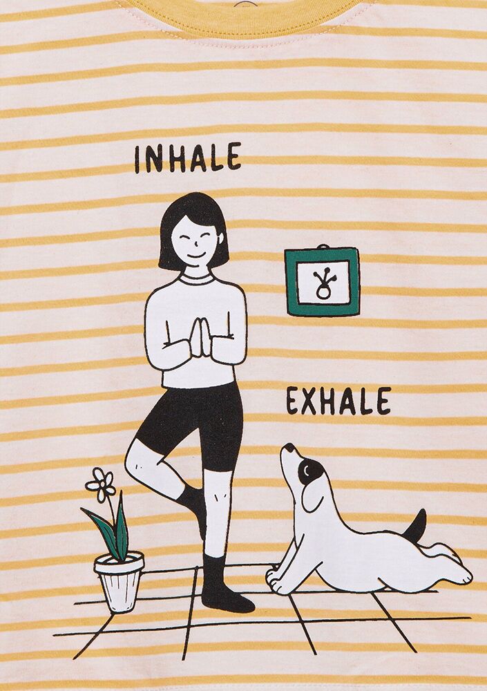 Mavi Inhale Exhale Baskılı Crop Çocuk Tişört 7610273-89144 - 4