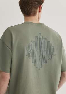 Mavi İstanbul Baskılı Açık Haki Erkek Tişört 0611882-80692 - Mavi (1)