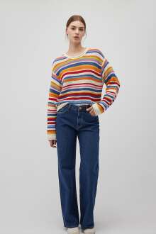 Mavi Jakarlı Bisiklet Yaka Kadın Kazak 1710285-82127 - Mavi (1)