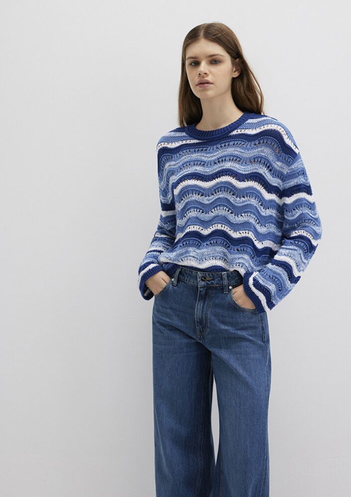 Mavi Jakarlı Mavi Loose Fit Kadın Kazak1710639-70758