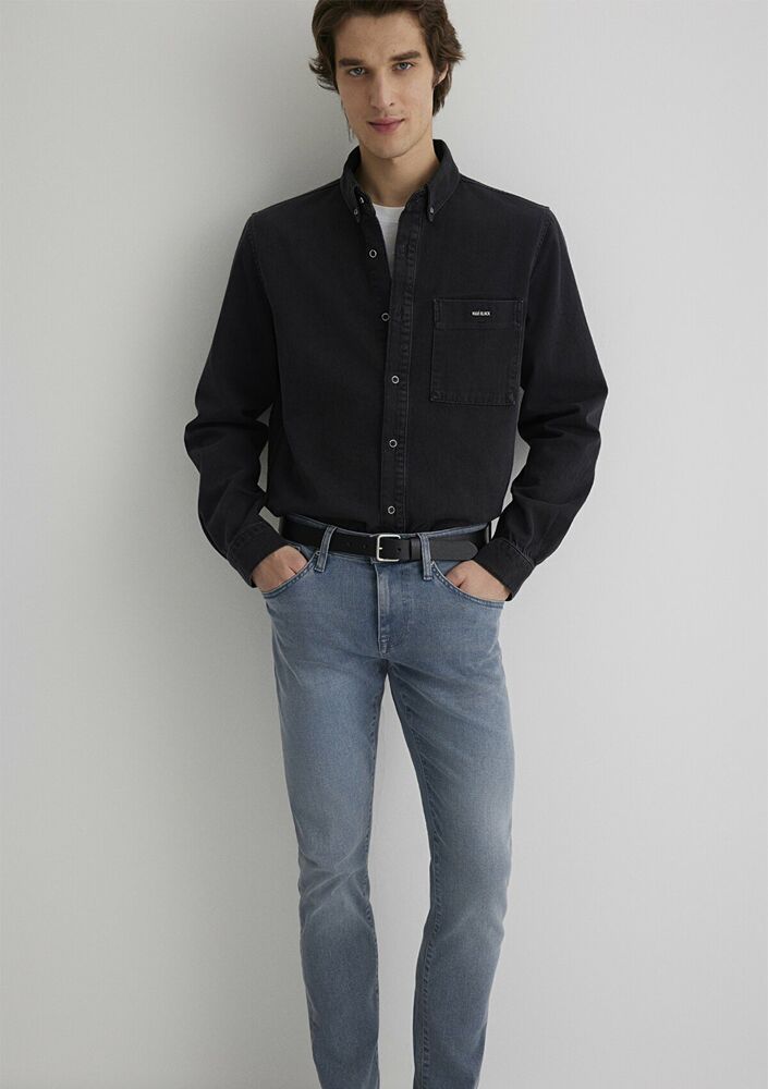 Mavi Jayden Dark Smoke Mavi Black Erkek Jean Gömlek 0211065-89297 - 2