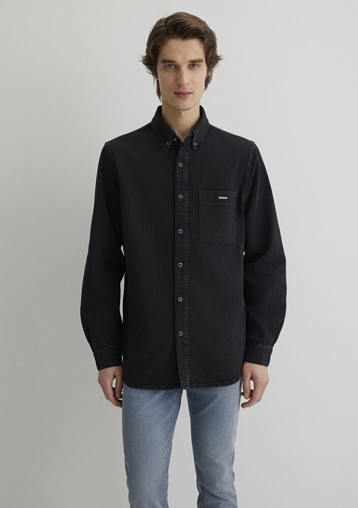 Mavi Jayden Dark Smoke Mavi Black Erkek Jean Gömlek 0211065-89297 - 4