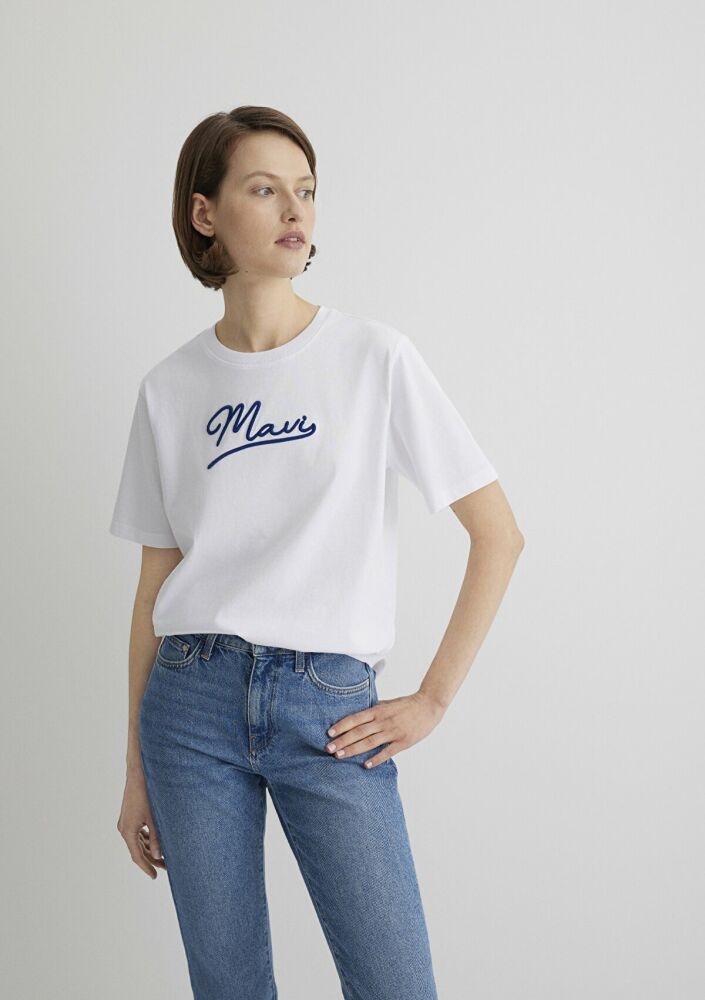 Mavi Jeans Baskılı Beyaz Kadın Tişört 1612421-620 - 1
