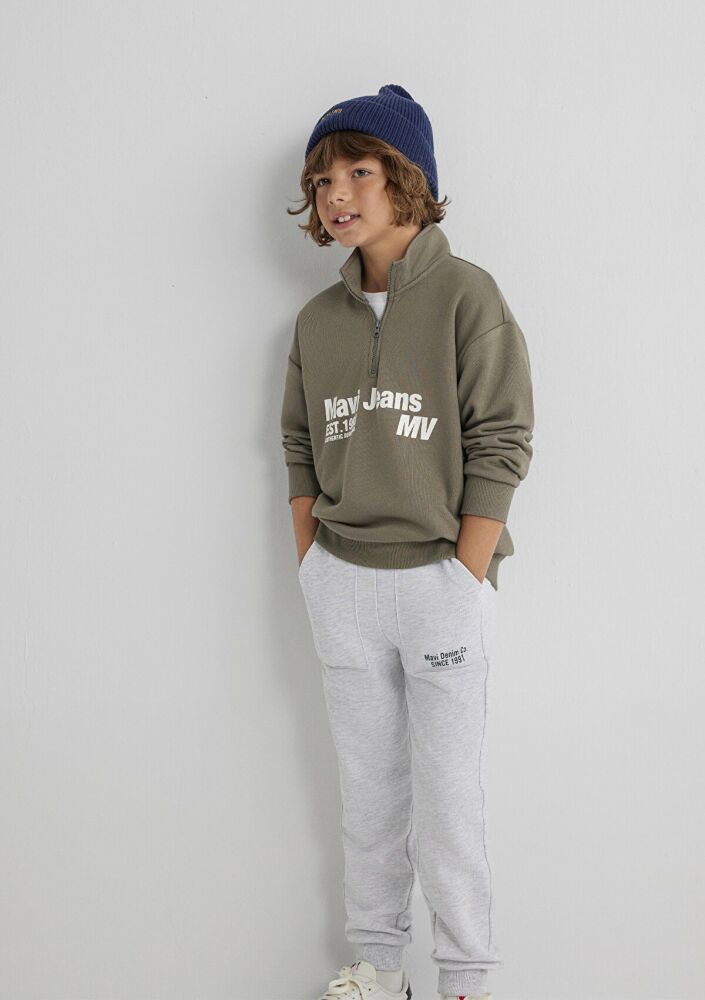 Mavi Jeans Baskılı Logo Yarım Fermuarlı Çocuk Sweat 6S10142-86961 - 1
