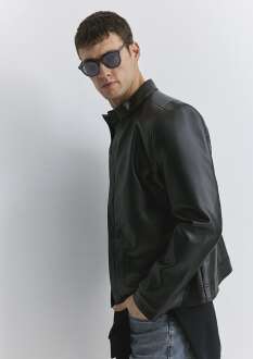 Mavi Jet Siyah Suni Deri Erkek Ceket 0110537-71379 - Mavi (1)