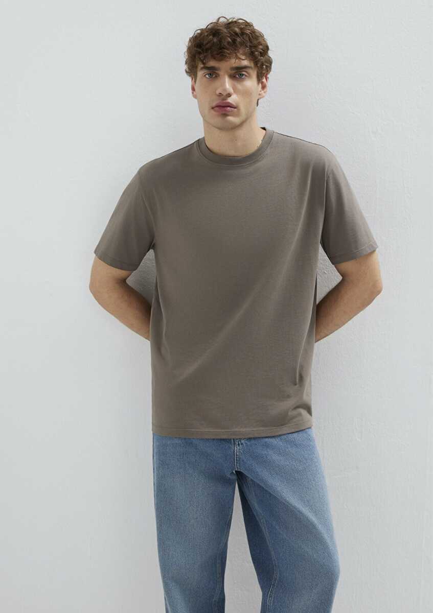 Mavi Kahverengi Basic Loose Fit Erkek Tişört 066249-87875