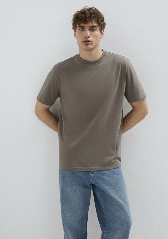 Mavi Kahverengi Basic Loose Fit Erkek Tişört 066249-87875
